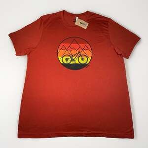 Anikz Mountain Bike Mens 2XL Red Graphic Tshirt Fall Color Hand Printed Colorado